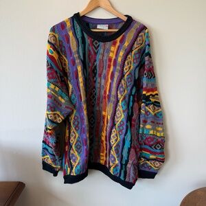 EUC Vintage Coogi Mens 3D Knit Colorful Multicolor Sweater Pullover